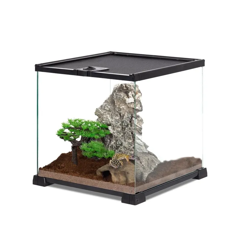 

Glass Mini 8 Gallon Reptile Terrarium 12" x 12" x 12", Top Screen Ventilation & Feeding