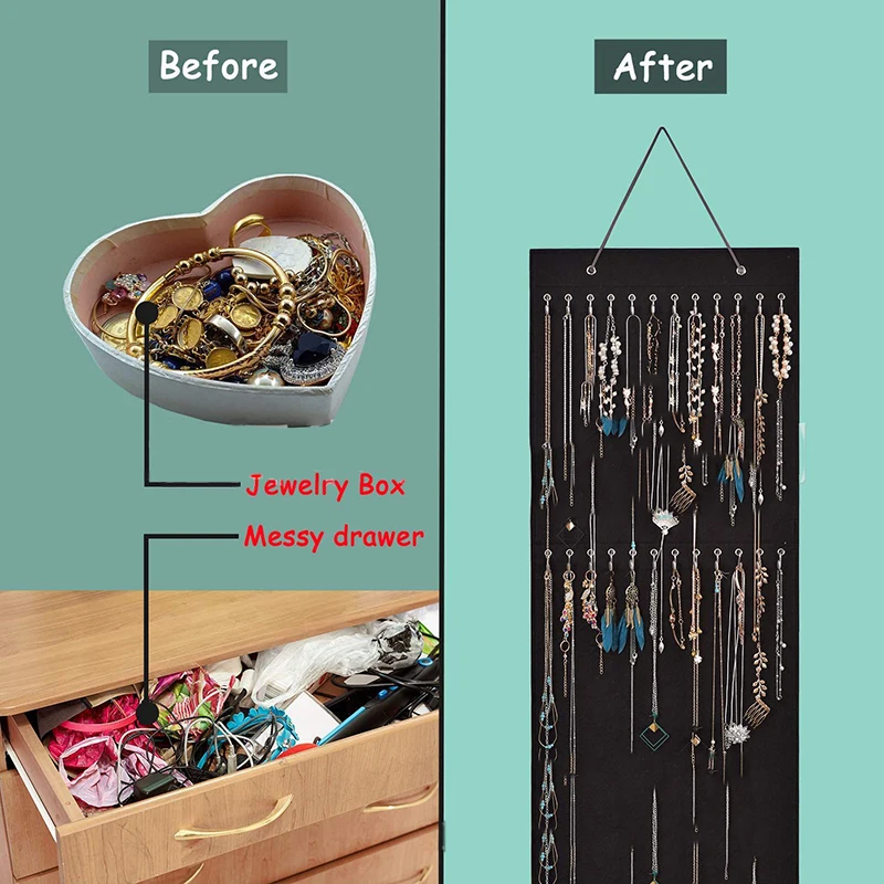 Hanging Jewelry Organizer Holder With 24 Hooks Necklace Bracelet Wall Door Closet Storage Display For Keys Jewelry Accessories
Hanging Jewelry Organizer Holder With 24 Hooks Necklace Bracelet Wall Door Closet Storage Display For Keys Jewelry Accessories