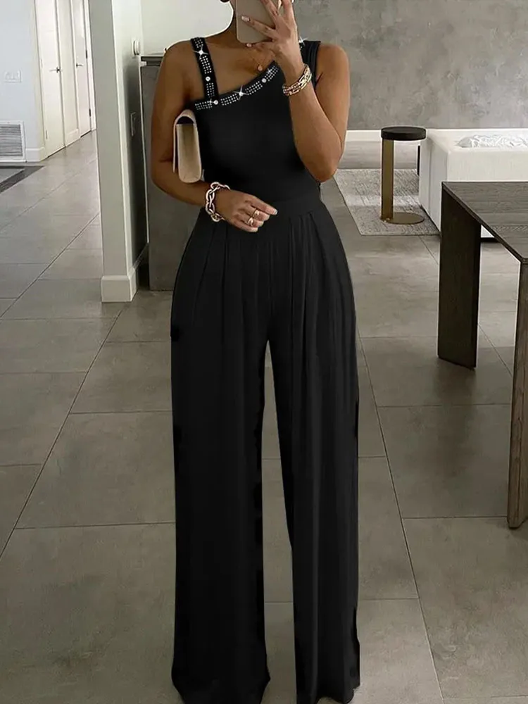 New Sexy Off Shoulder Long Jumpsuit 2022 Elegant High Waist Ladies Jumpsuit Fashion Sequins Decorative Solid Wide Leg Jumpsuit
New Sexy Off Shoulder Long Jumpsuit 2022 Elegant High Waist Ladies Jumpsuit Fashion Sequins Decorative Solid Wide Leg Jumpsuit