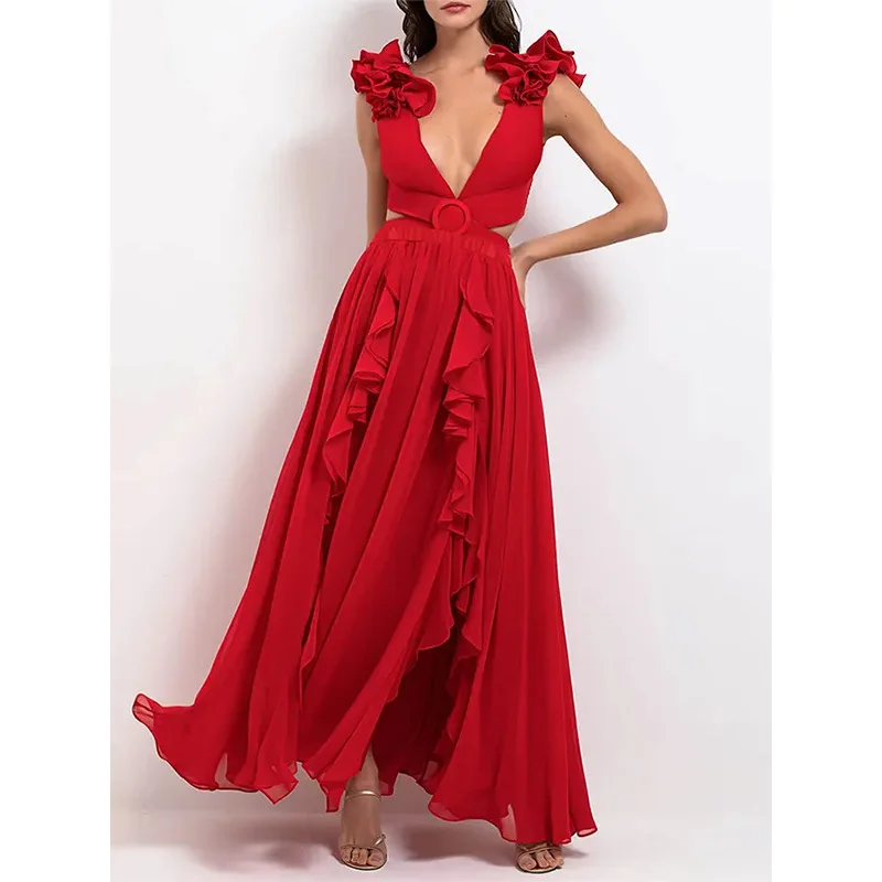 2023 Swimsuit One-Piece Swim Long Skirt Women Vintage Solid Ruffle V Neck Cover Up Swimwear Beachwear Swimming Bath Suit Dress 
2023 Swimsuit One-Piece Swim Long Skirt Women Vintage Solid Ruffle V Neck Cover Up Swimwear Beachwear Swimming Bath Suit Dress