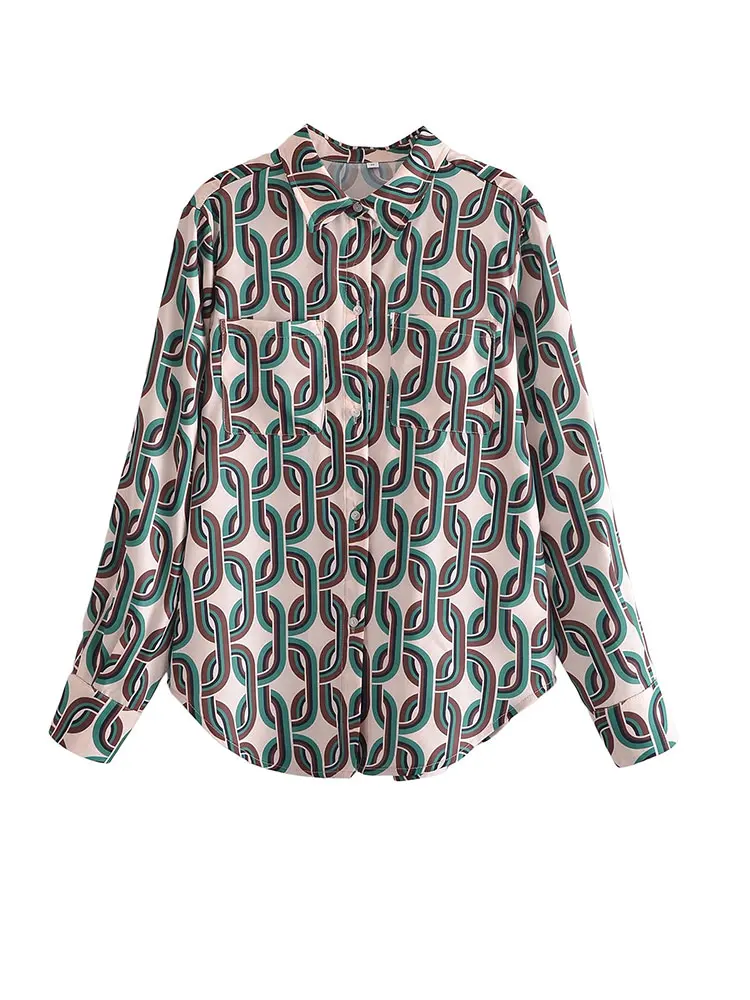 Nlzgmsj ZBZA Women Vintage Geometric Pattern Blouse Pocket Long Sleeve Spring Summer Shirts Ladies Fashion Chic Tops 202203
Nlzgmsj ZBZA Women Vintage Geometric Pattern Blouse Pocket Long Sleeve Spring Summer Shirts Ladies Fashion Chic Tops 202203