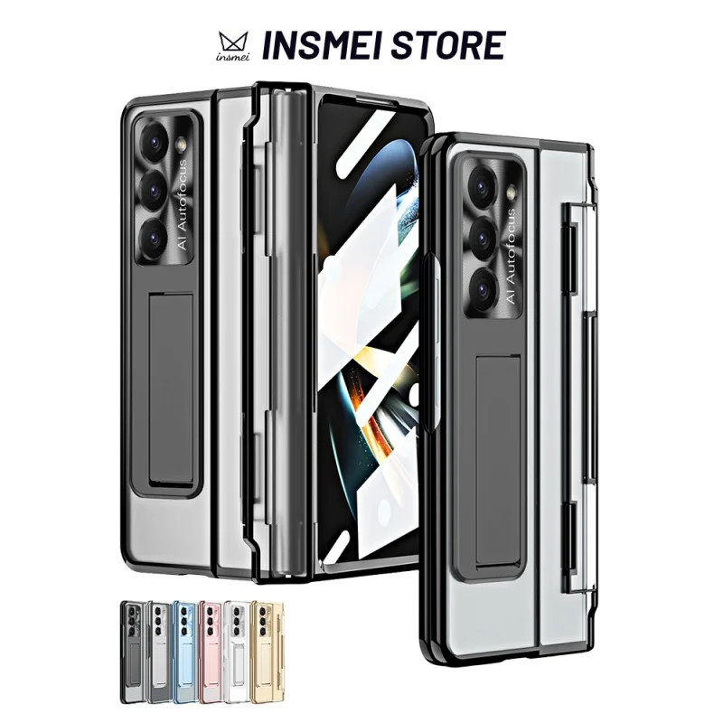For Samsung Galaxy Z Fold 5 4 3 Case, One-Piece Transparent Plating Housing with Kickstand and Screen Protector, BK
For Samsung Galaxy Z Fold 5 4 3 Case, One-Piece Transparent Plating Housing with Kickstand and Screen Protector, BK