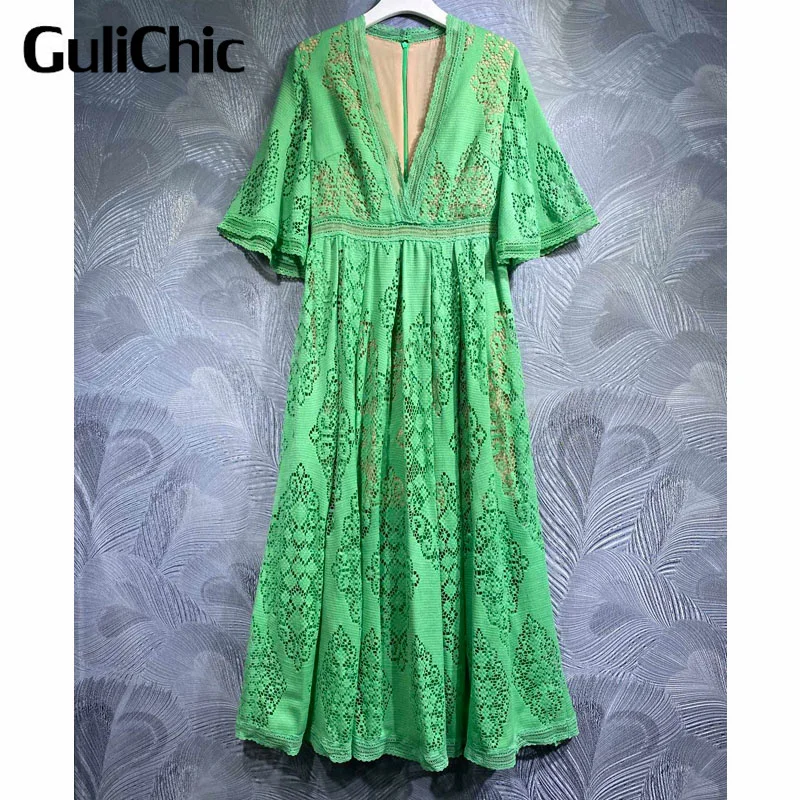 6.10 GuliChic Women Temperament Fashion Design V-Neck Hollow Out Collect Waist Elegant Long Dress
6.10 GuliChic Women Temperament Fashion Design V-Neck Hollow Out Collect Waist Elegant Long Dress