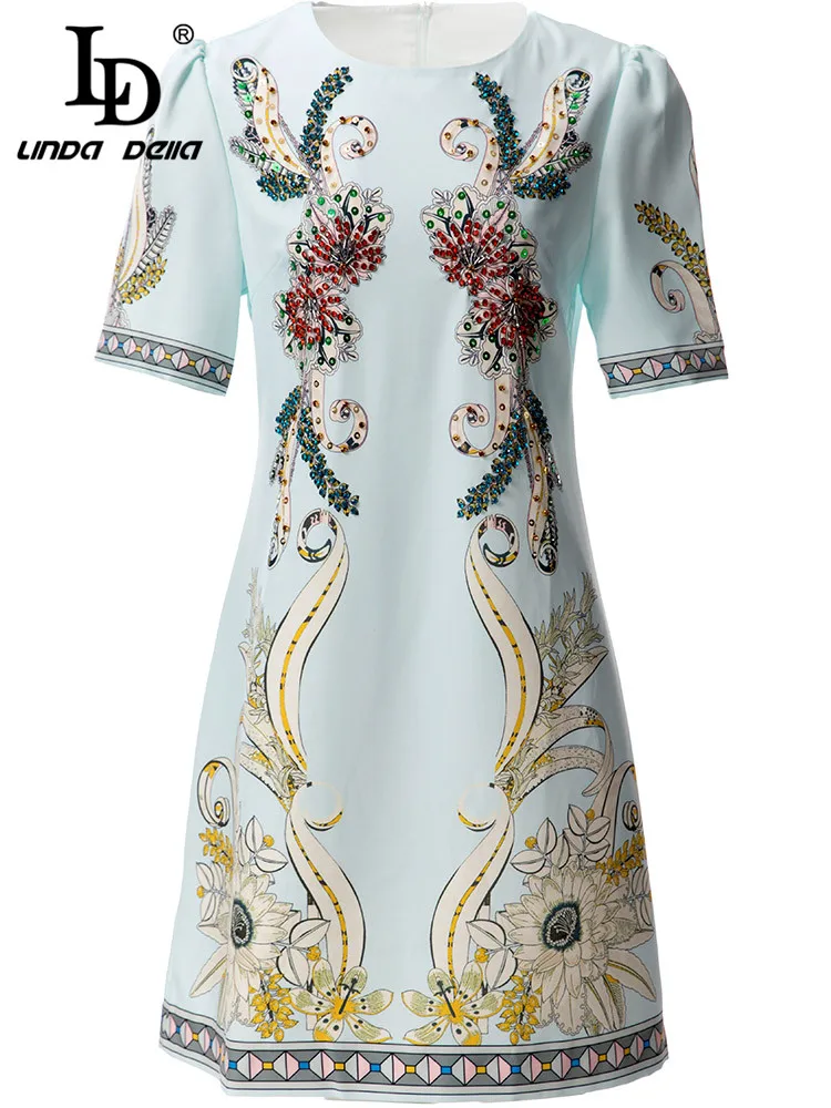 LD LINDA DELLA 2023 New Runway Summer Short Dress Women Short sleeve Beading Diamond Print Vintage Mini Dress
LD LINDA DELLA 2023 New Runway Summer Short Dress Women Short sleeve Beading Diamond Print Vintage Mini Dress