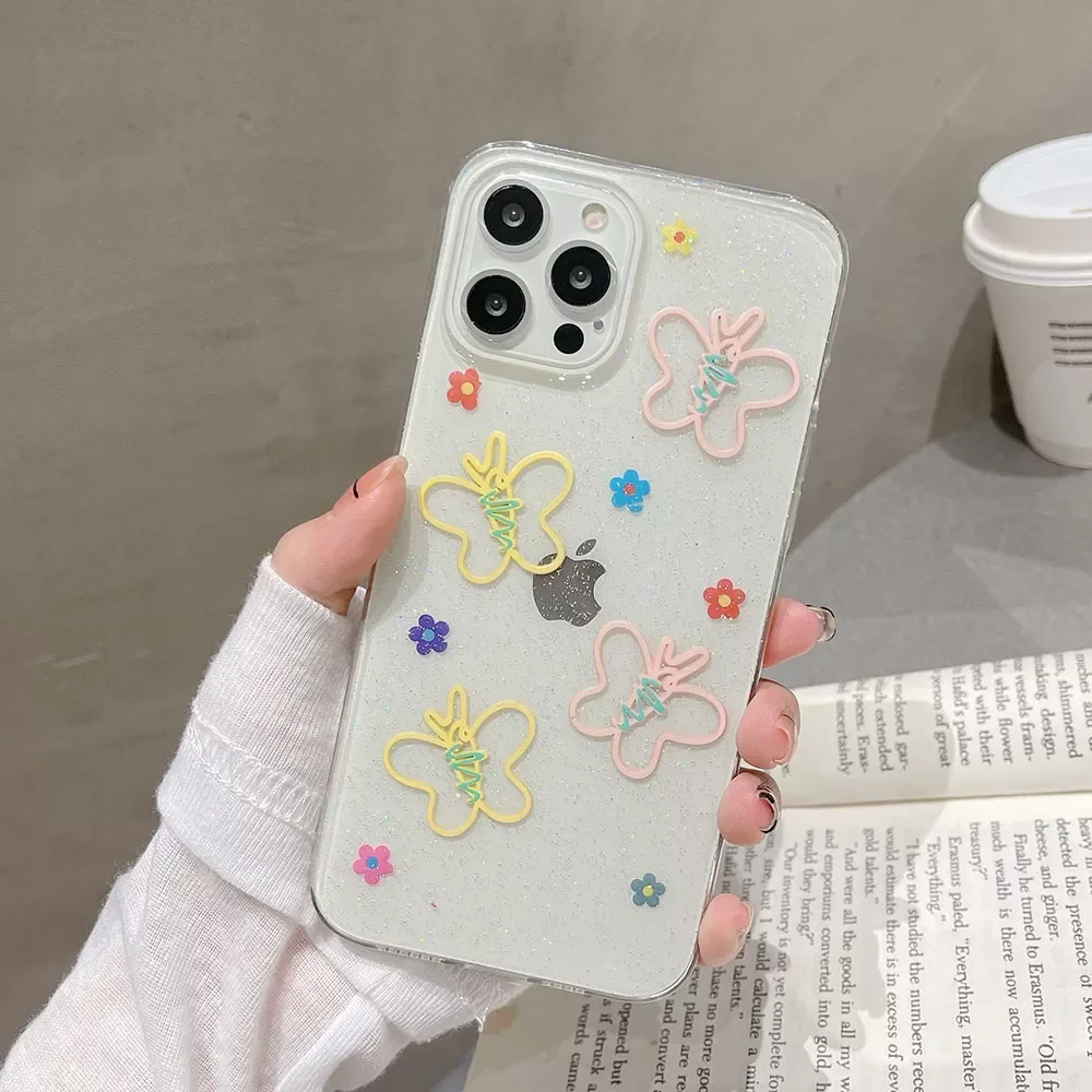Clear Glitter Cartoon Butterfly Phone Cases For iPhone 12 Pro XR X XS 7 8 Plus Soft TPU Floral Cover Case For iPhone 11 Pro Max
Clear Glitter Cartoon Butterfly Phone Cases For iPhone 12 Pro XR X XS 7 8 Plus Soft TPU Floral Cover Case For iPhone 11 Pro Max