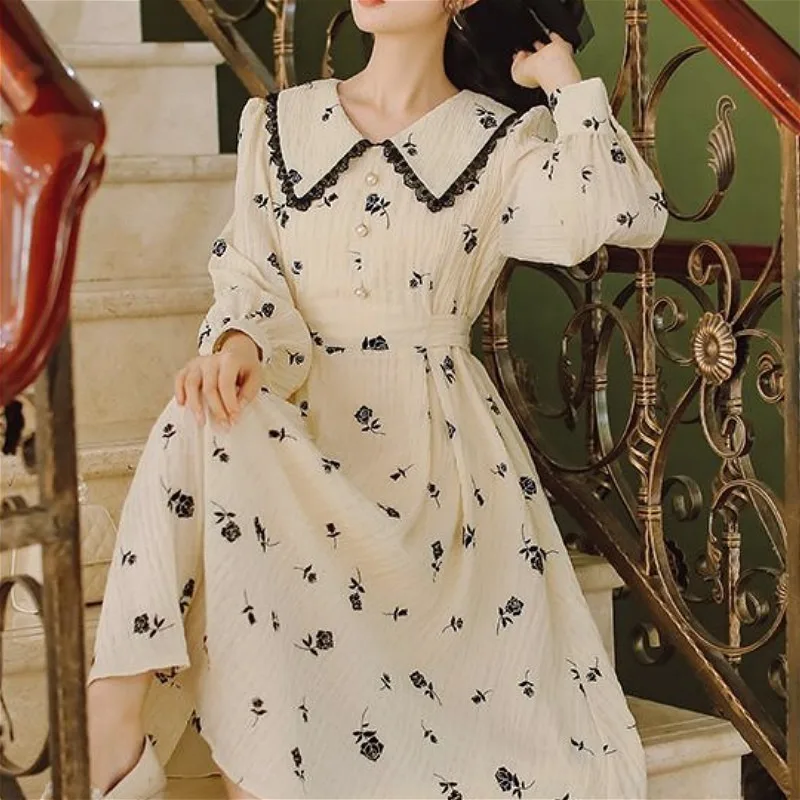 Floral Dress Women Evening Party Casual Long Sleeve Vintage Dress Female Peter Pan Collar Cottagecore Dress Dress Korean 2023
Floral Dress Women Evening Party Casual Long Sleeve Vintage Dress Female Peter Pan Collar Cottagecore Dress Dress Korean 2023
