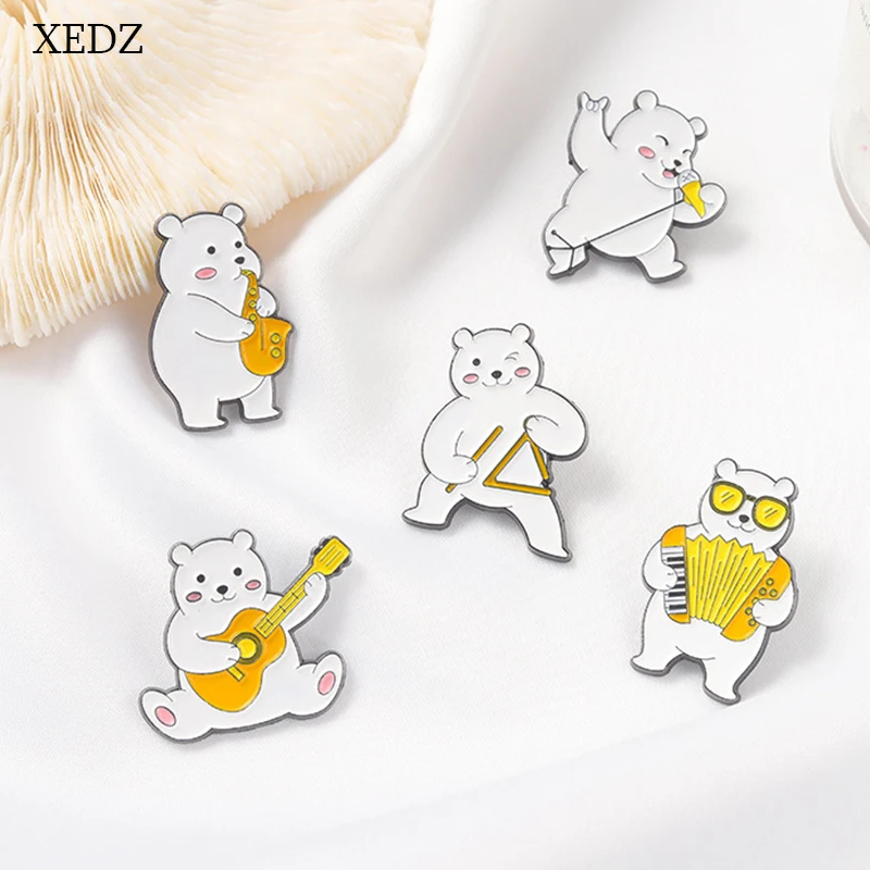 XEDZ Cute White Bear Playing Music Enamel Brooch Badges Funny Animals Button Pins DIY Accessories Jewelry For Friends
XEDZ Cute White Bear Playing Music Enamel Brooch Badges Funny Animals Button Pins DIY Accessories Jewelry For Friends