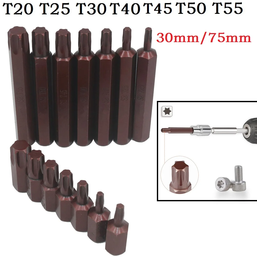 1PC Torx Star Screwdriver Bits Hex Shank 30mm 75mm Hex Shank T20/T25/T30/T40/T45/T50/T55 Electric Screw Driver Hand Tools
1PC Torx Star Screwdriver Bits Hex Shank 30mm 75mm Hex Shank T20/T25/T30/T40/T45/T50/T55 Electric Screw Driver Hand Tools