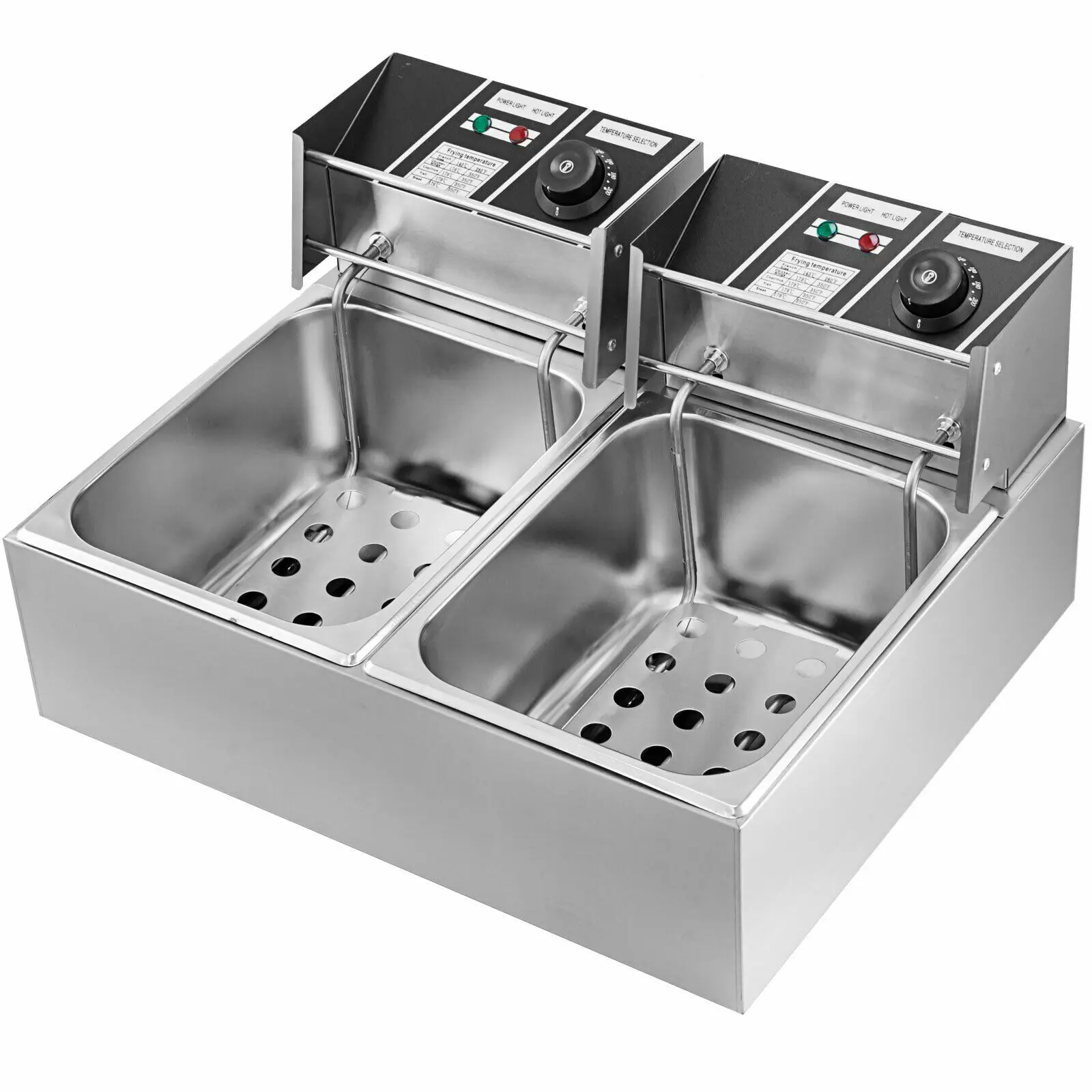 Stainless Steel Deep Fryer 5000W 12L Commercial Electric Deep Fryer Dual Basket French Fryer
Stainless Steel Deep Fryer 5000W 12L Commercial Electric Deep Fryer Dual Basket French Fryer
