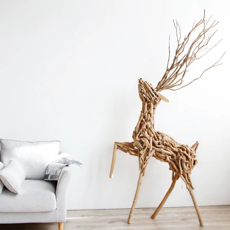 solid Wood Lucky Deer large ornaments Crafts Creative office OUTER SHOP window Decorations. opening gifts 
solid Wood Lucky Deer large ornaments Crafts Creative office OUTER SHOP window Decorations. opening gifts