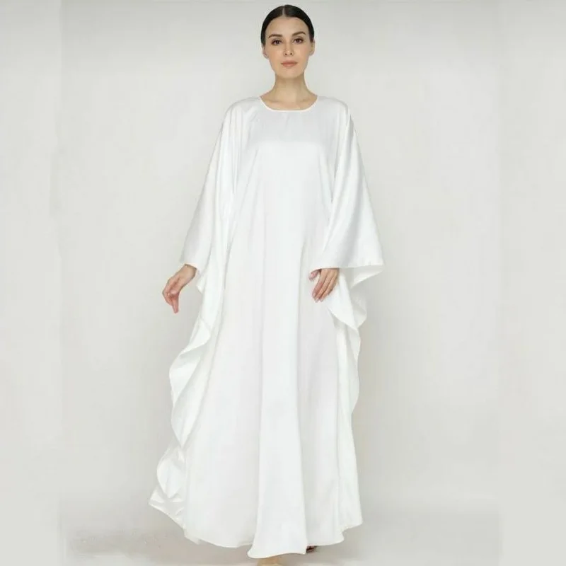 

RDMQ 2023 Muslim Dress Solid Color Bat Sleeves Middle East Dubai Loose Size Robe Abayas for Women Kaftan Femme Musulman