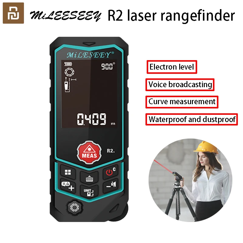

MILESEEY R2 Laser Rangefinder Handheld Curve Laser Distance Meter Voice Announcements Waterproof and Dustproof Measuring Tools