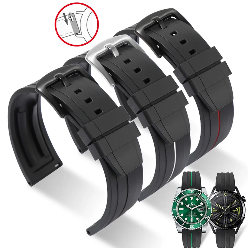 

YOPO Quick Disassembly Universal Sports Silicone Waterproof Watchband 20/22mm Replacement Seiko Citizen Tissot Rubber Strap