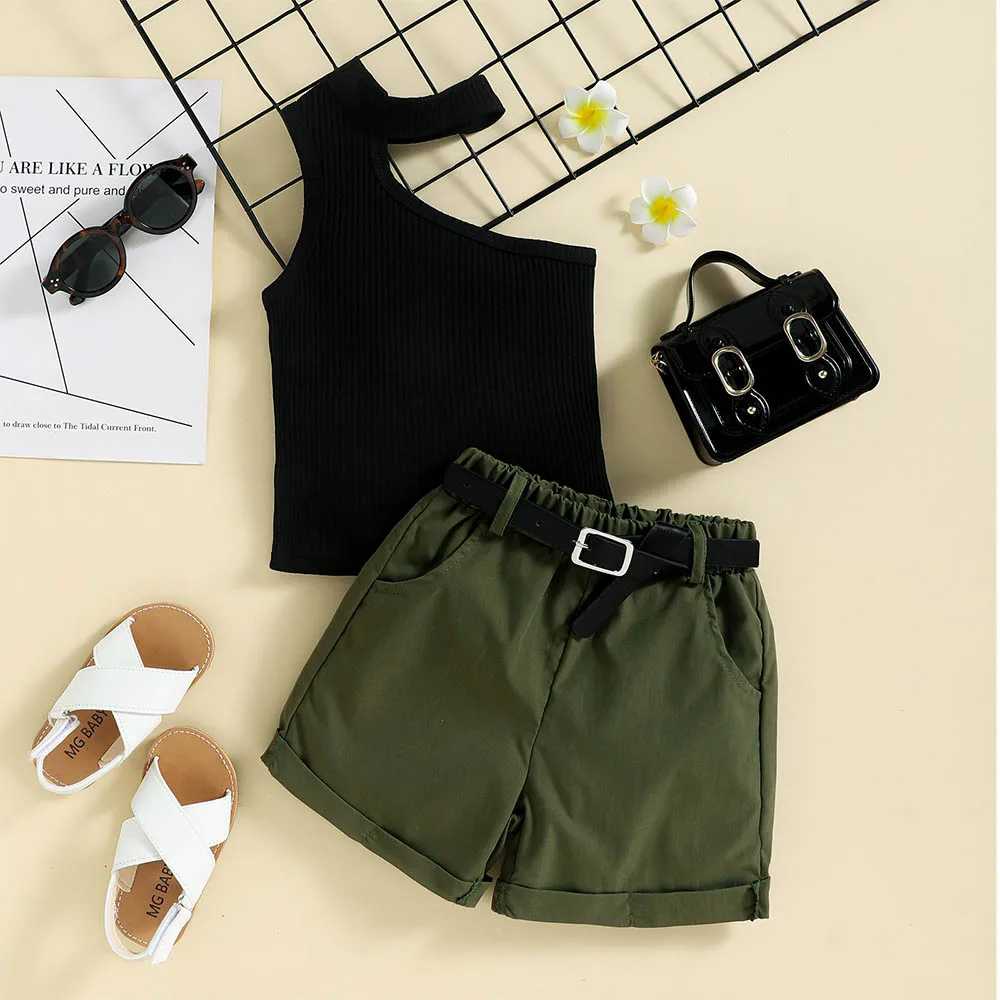 Casual Girls Outfits Infant Baby Girl Clothes Set New Diagonal Shoulder Halter Knitted Solid Color Top + Shorts Two-piece Suits
Casual Girls Outfits Infant Baby Girl Clothes Set New Diagonal Shoulder Halter Knitted Solid Color Top + Shorts Two-piece Suits