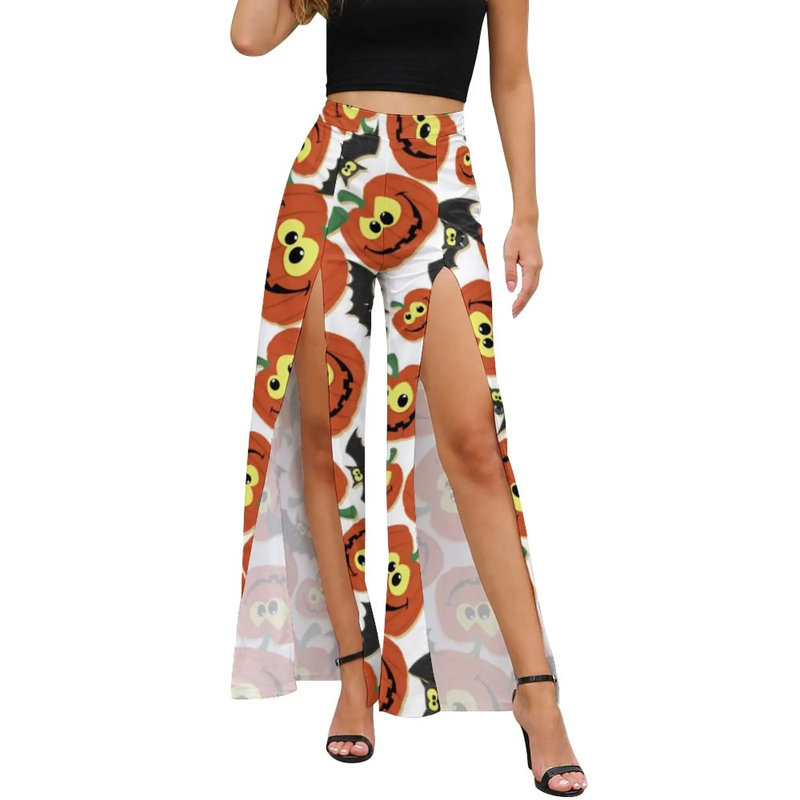 Black Bat Holiday Pants Spring Halloween Pumpkins Casual Wide Pants Womens High Slit Street Style Pattern Trousers
Black Bat Holiday Pants Spring Halloween Pumpkins Casual Wide Pants Womens High Slit Street Style Pattern Trousers