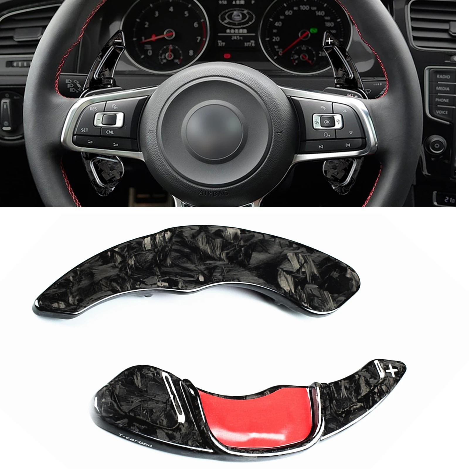 

Carbon Fiber Car Gear Steering Wheel Shift Paddle Trim For Volkswagen Golf Scirocco Sagitar GLI 7 Lamando GTS POLO GTi 2015-2017
