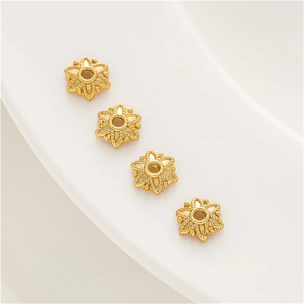 18K gold clad six petal flower holder bead cap bead holder diy handmade string bracelet necklace jewelry accessories material
18K gold clad six petal flower holder bead cap bead holder diy handmade string bracelet necklace jewelry accessories material