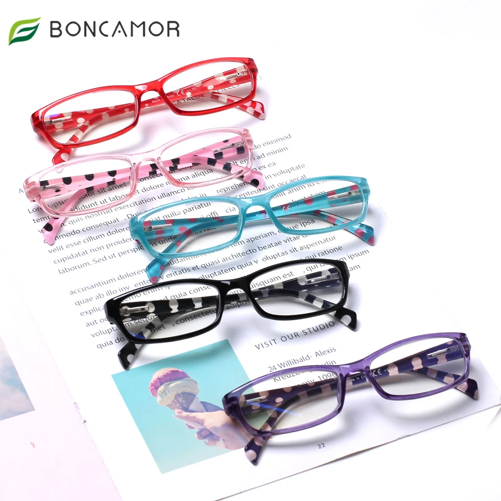 

Boncamor Reading Glasses Blue Light Blocking Spring Hinged Women's Eyeglasses with Print Flower Frame Anti UV Computer Goggle