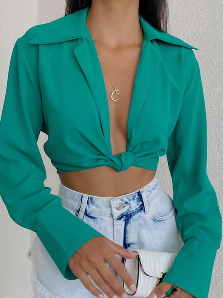 Elegant Fashion Autumn Womens Tops and Blouses Fashion Twist Sexy V-Neck Shirts Blouse Cropped Top
Elegant Fashion Autumn Womens Tops and Blouses Fashion Twist Sexy V-Neck Shirts Blouse Cropped Top