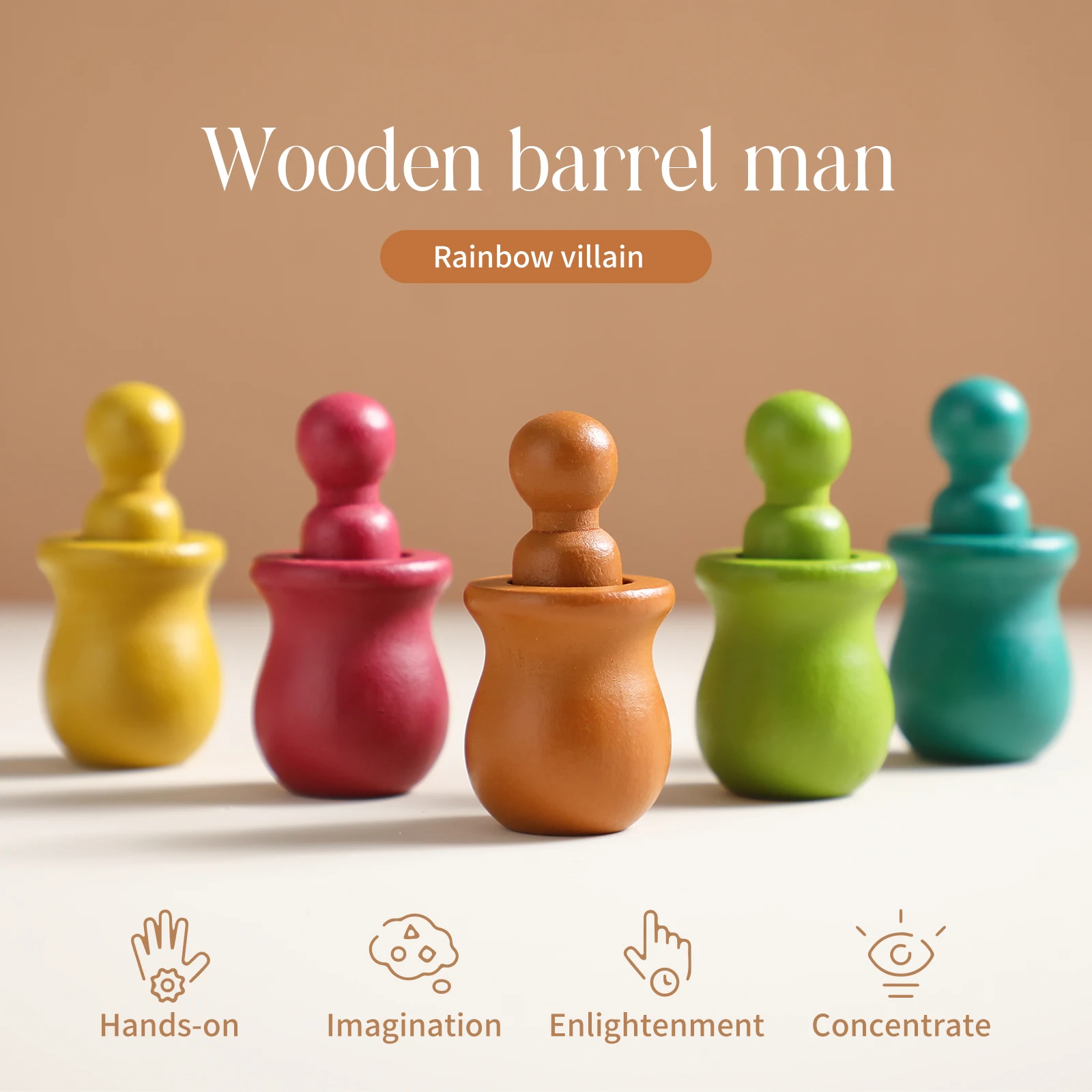 5PC Wooden Barrel Doll Montessori Wooden Toys Baby Educational Development Games Colorful Color Matching Toys for Children Gifes
5PC Wooden Barrel Doll Montessori Wooden Toys Baby Educational Development Games Colorful Color Matching Toys for Children Gifes