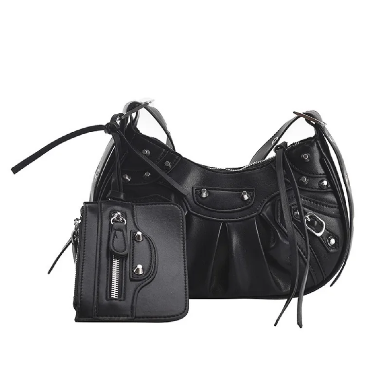 2022 New Fashion Wrinkled Crescent Rivet Locomotive Soft Leather Pu Underarm Tote Single Shoulder Cross Women Bag Personality
2022 New Fashion Wrinkled Crescent Rivet Locomotive Soft Leather Pu Underarm Tote Single Shoulder Cross Women Bag Personality