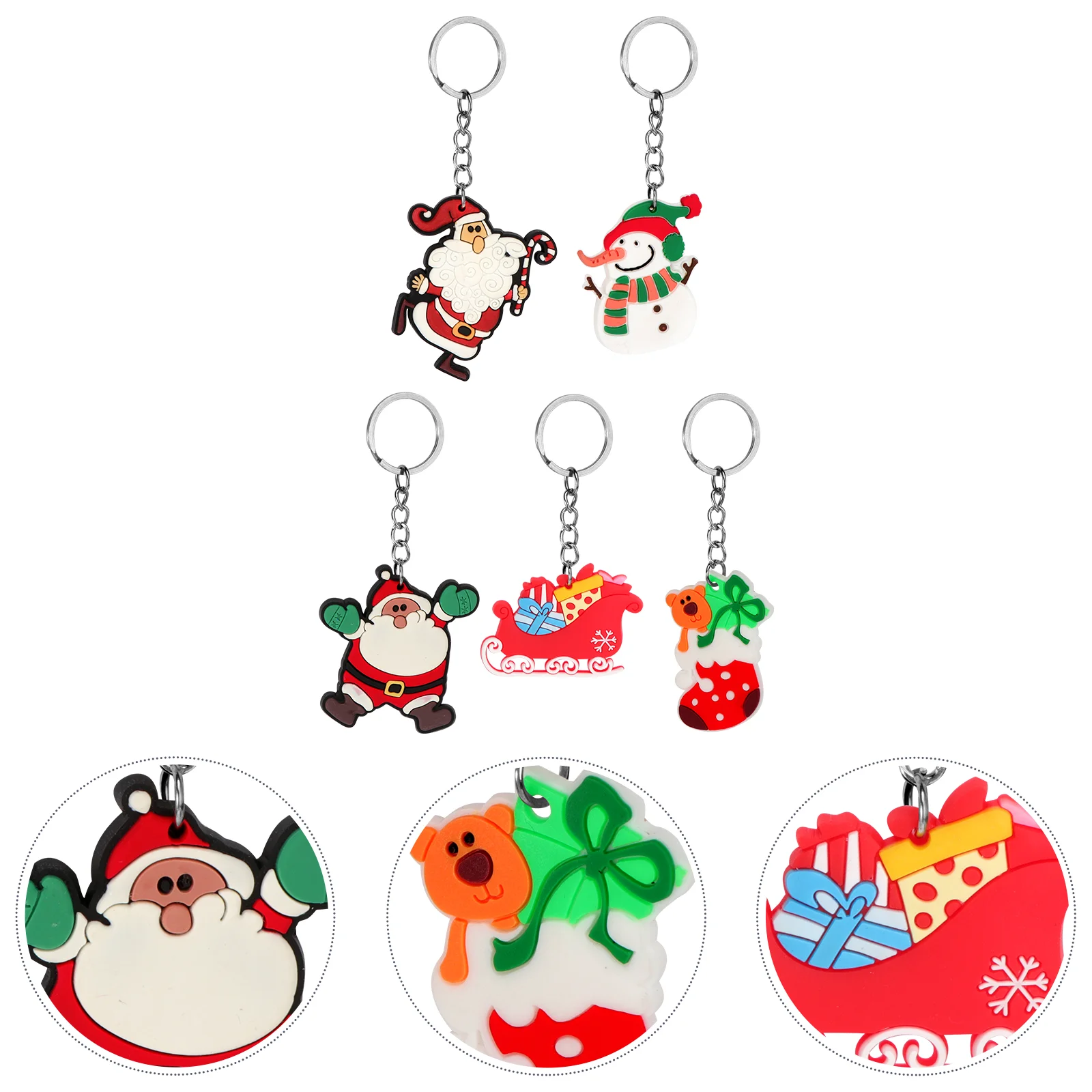 

Keychain Christmas Cartoon Key Keyring Pendantsanta Keychains Pvc Snowman Chain Tree Rings Charm Bag Purse Pedanndant