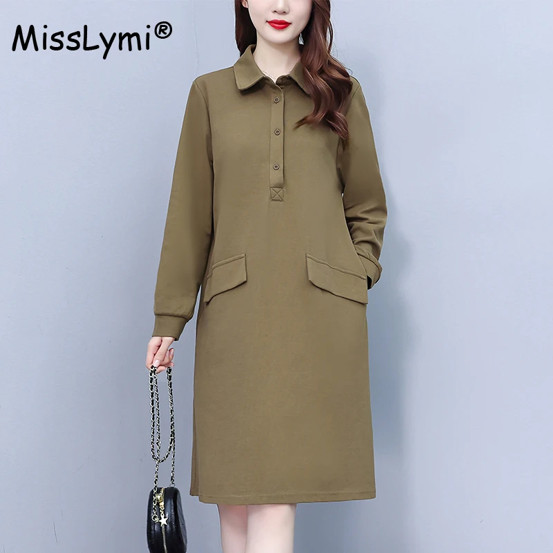 Solid Color Loose Casual Green Dress Women Clothing Autumn 2023 Korean Fashion Turn-down Collar Long Sleeve T-shirt Mini Dresses
Solid Color Loose Casual Green Dress Women Clothing Autumn 2023 Korean Fashion Turn-down Collar Long Sleeve T-shirt Mini Dresses