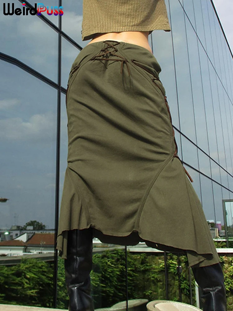 Weird Puss Lace-Up Ruched Women Vintage Long Skirts Y2K High Waist Skinny Elastic Casual Office Lady Streetwear Wild Bottoms
Weird Puss Lace-Up Ruched Women Vintage Long Skirts Y2K High Waist Skinny Elastic Casual Office Lady Streetwear Wild Bottoms