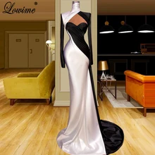 Black And White Fashion Celebrity Dresses For Women 2022 New Long Sleeves Evening Dresses High Neck Awards Ceremony Dresses