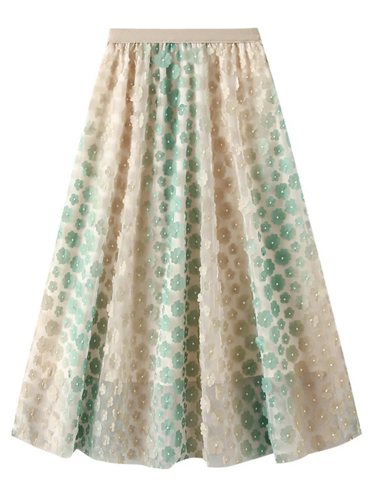 2023 New Vintage Korean Fashion Flowers Long Skirt Heavy Industry Embroidery Flower Mesh Elegant A-line Women Summer Skirts
2023 New Vintage Korean Fashion Flowers Long Skirt Heavy Industry Embroidery Flower Mesh Elegant A-line Women Summer Skirts
