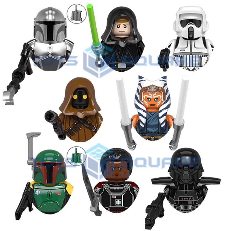 Набор строительных блоков: мандалор, хасока, тёмный разведчик, МОФ, Гидеон, Боба, Фетт, Люк джава
Набор строительных блоков: мандалор, хасока, тёмный разведчик, МОФ, Гидеон, Боба, Фетт, Люк джава