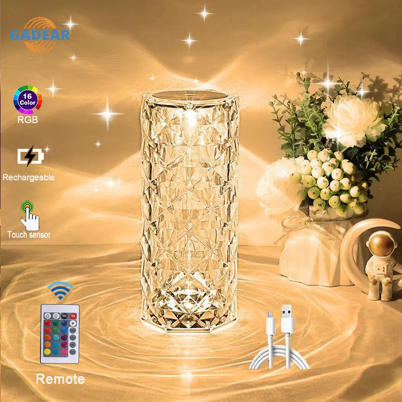 LED Crystal Table Lamp Rose Light Projecto 3/16 Colors Touch Adjustable Romantic Diamond Atmosphere Light USB Touch Night Light
LED Crystal Table Lamp Rose Light Projecto 3/16 Colors Touch Adjustable Romantic Diamond Atmosphere Light USB Touch Night Light