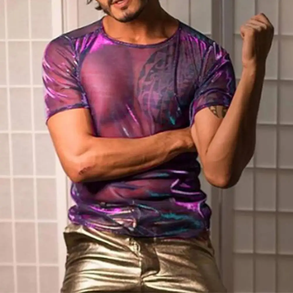 Sexy Men Club T-shirt See-through Ultra-thin Mesh Round Neck Short Sleeves Glossy Surface Soft Breathable Club Dancing Male Char
Sexy Men Club T-shirt See-through Ultra-thin Mesh Round Neck Short Sleeves Glossy Surface Soft Breathable Club Dancing Male Char