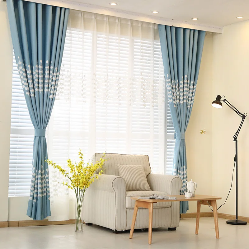 Simple pastoral embroidered grass pure color fresh living room bedroom balcony shading curtain 
Simple pastoral embroidered grass pure color fresh living room bedroom balcony shading curtain