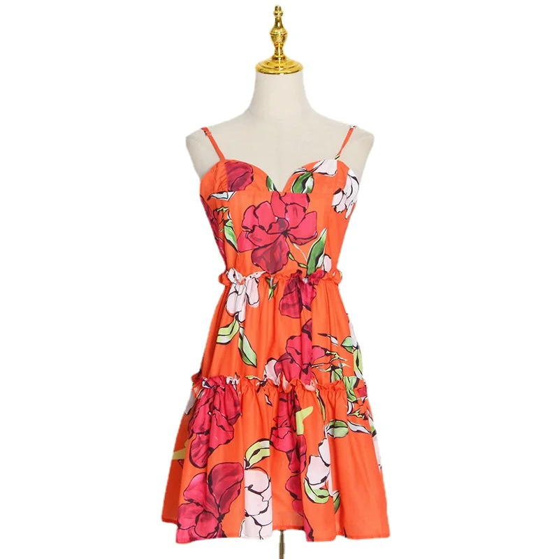 Runway Style Beach Dress 2022 New V-neck Sleeveless Sexy Halter Ruffle Floral Mini Dress Sexy Short Dress fro Women
Runway Style Beach Dress 2022 New V-neck Sleeveless Sexy Halter Ruffle Floral Mini Dress Sexy Short Dress fro Women