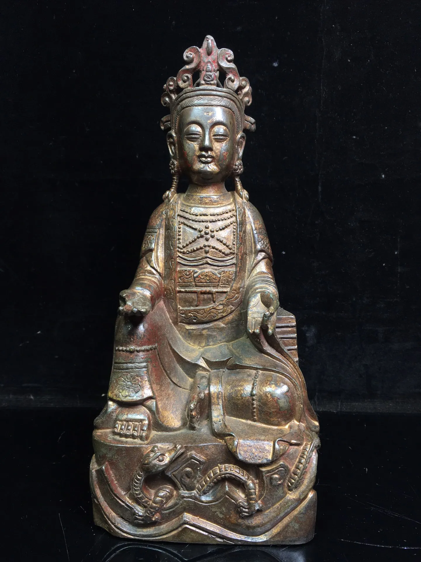 10" Tibetan Temple Collection Old Bronze Cinnabar mud gold Guanyin Bodhisattva Sitting Buddha worship buddha Town house
10" Tibetan Temple Collection Old Bronze Cinnabar mud gold Guanyin Bodhisattva Sitting Buddha worship buddha Town house