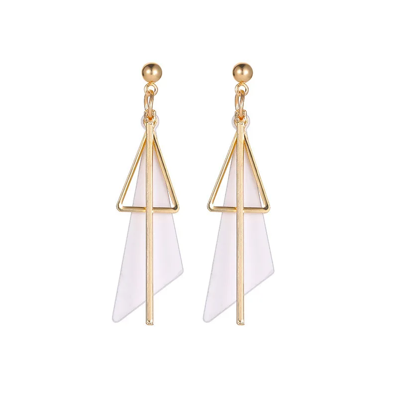 

Long Geometric Tassel Triangle Earrings Korean Creative White Pink Gray Drop Earrings For Women Earing Jewelry Earings O1228