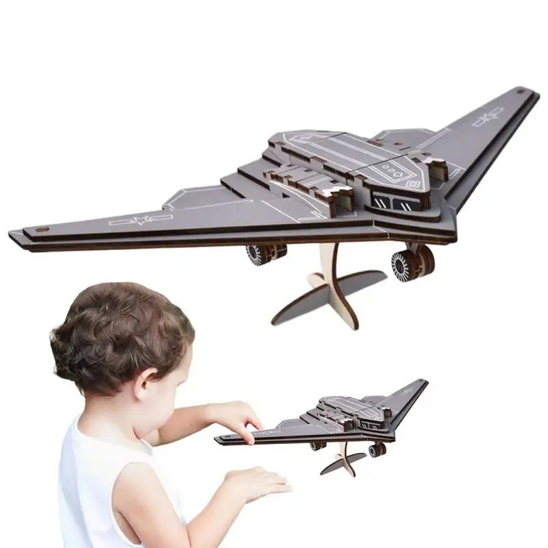 

Assemble Airplane Puzzle 3D Wooden Puzzles For Kids Fun & Educational DIY Toy H-20 Stealth Bomber Wood Building Kits STEM Toys