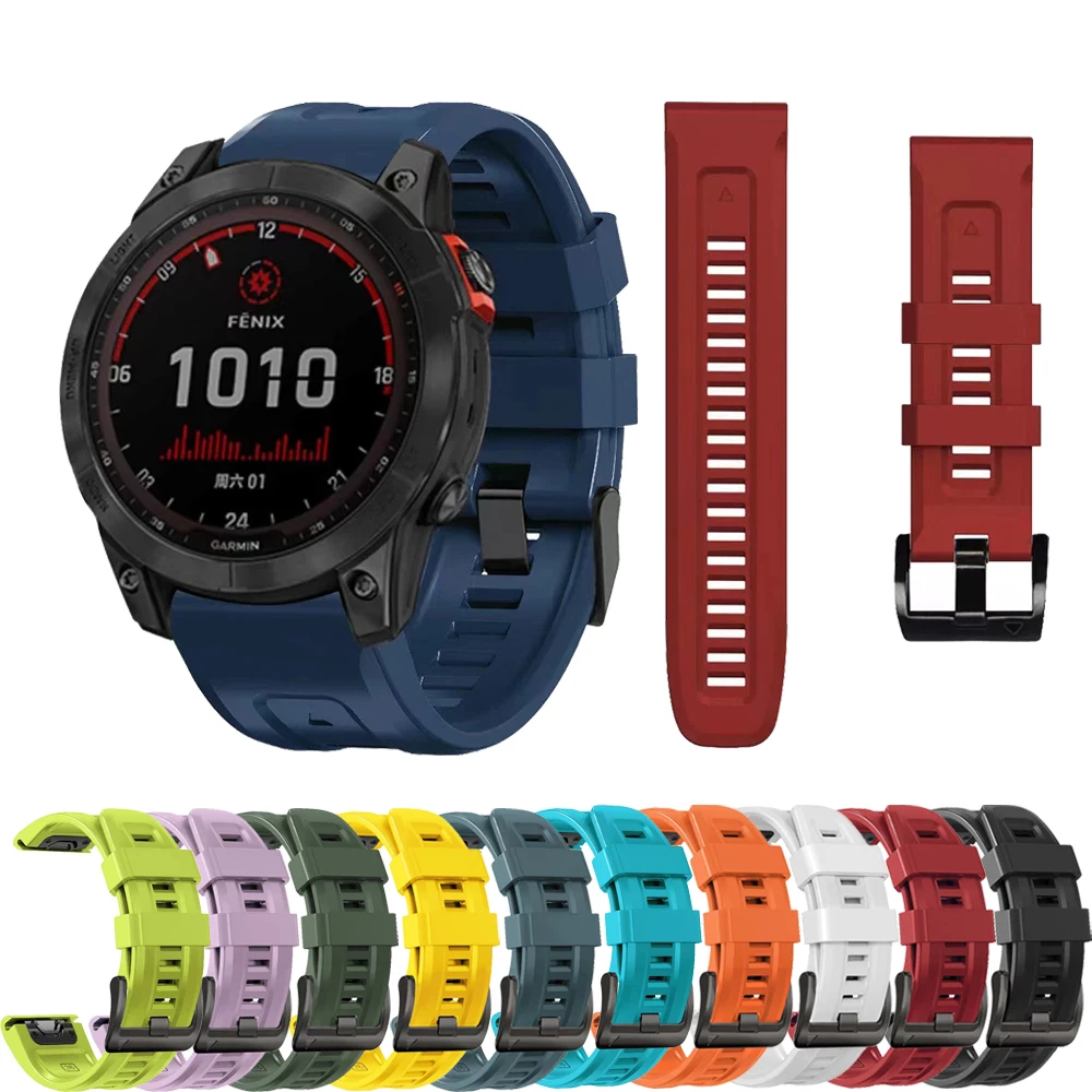 Ремешок силиконовый для Garmin Fenix 7X/7/6X/6/5X/5/3 часа быстросъемный спортивный браслет