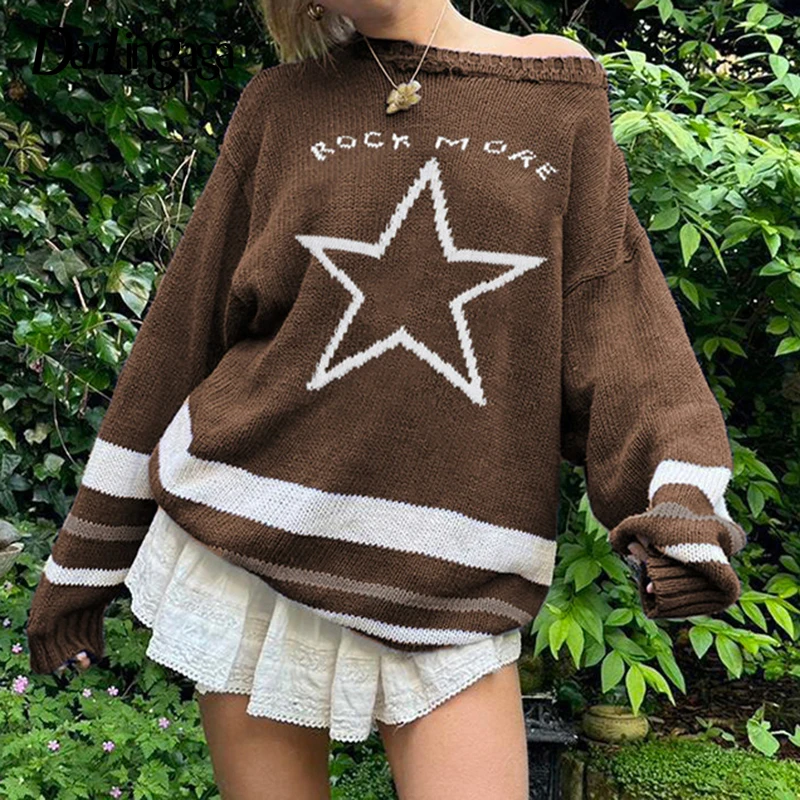 Darlingaga Stripe Star Brown Oversized Knitted Sweaters Female Y2K Aesthetic Vintage Autumn Winter Pullover Preppy Style Jumpers
Darlingaga Stripe Star Brown Oversized Knitted Sweaters Female Y2K Aesthetic Vintage Autumn Winter Pullover Preppy Style Jumpers