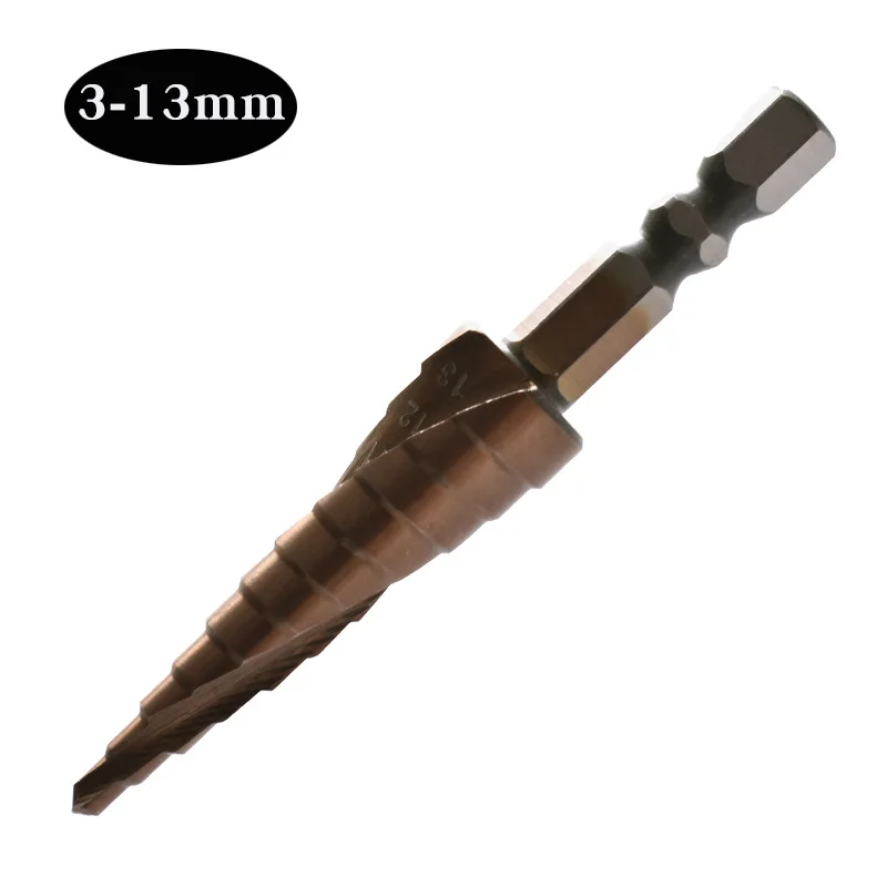 3-13mm M35 Cobalt Step Drill Bit 1/4 Inch Hex Shank Double-edged Spiral Groove Hole Saw Cutter For Metal Stainless Steel
3-13mm M35 Cobalt Step Drill Bit 1/4 Inch Hex Shank Double-edged Spiral Groove Hole Saw Cutter For Metal Stainless Steel