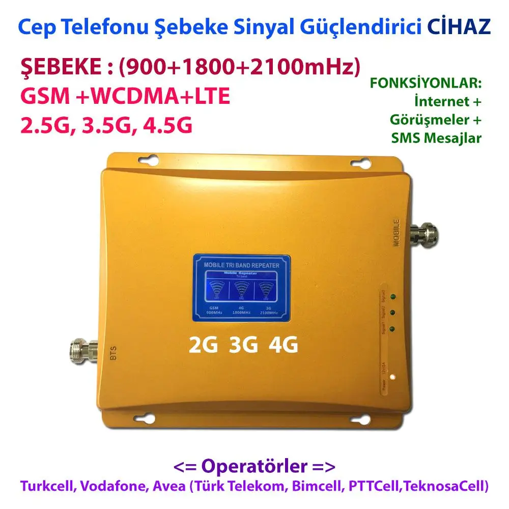 Усилитель-повторитель ZQTMAX 2G 3G 4G 900 МГц GSM LTE DCS WCDMA UMTS 1800 трехдиапазонный усилитель