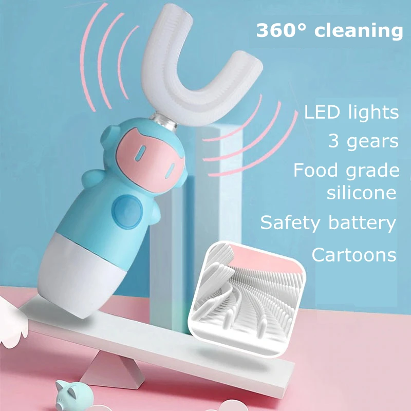 Cartoon 360 Degrees Children Automatic Electric Toothbrush Spaceman U Shaped Food Grade Silicon Teeth Brush For Kids XioMi Gift
Cartoon 360 Degrees Children Automatic Electric Toothbrush Spaceman U Shaped Food Grade Silicon Teeth Brush For Kids XioMi Gift