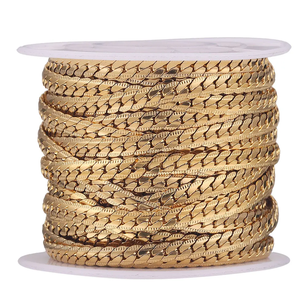 1 M Width 4mm Stainless Steel Roll Plated Gold Chains Textured Snake Chain Bulk for Necklace DIY Jewelry Making Supplies Crafts
1 M Width 4mm Stainless Steel Roll Plated Gold Chains Textured Snake Chain Bulk for Necklace DIY Jewelry Making Supplies Crafts