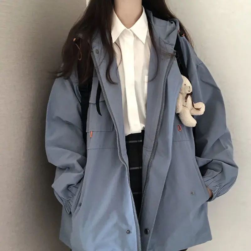 2023 New Autumn Women Jacket Casual Basic Coat Pocket Zipper Jackets Long Sleeve Female Windbreaker Loose Hooded Outwear E874
2023 New Autumn Women Jacket Casual Basic Coat Pocket Zipper Jackets Long Sleeve Female Windbreaker Loose Hooded Outwear E874