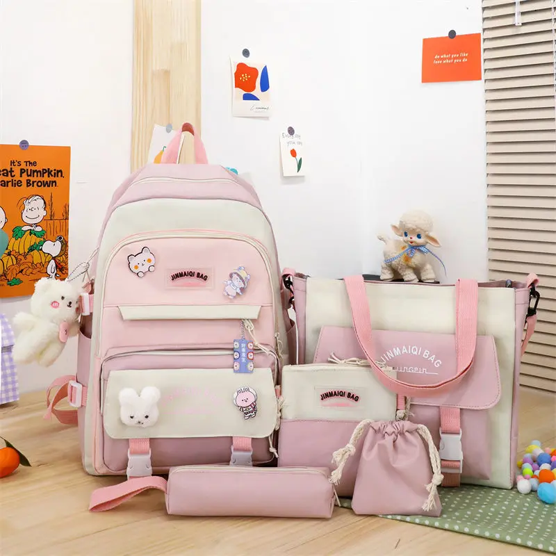New Fashion Cartoon Cute Five-piece Schoolbag Backpack for Schoolgirls Fashion Campus Cute Little Fresh Large-capacity Backpack
New Fashion Cartoon Cute Five-piece Schoolbag Backpack for Schoolgirls Fashion Campus Cute Little Fresh Large-capacity Backpack