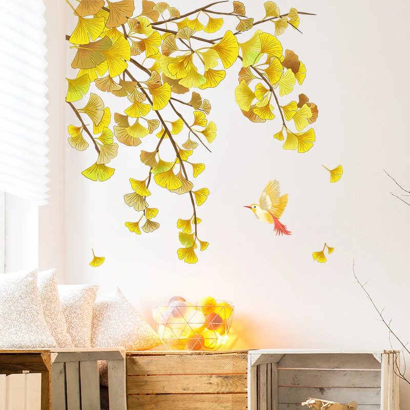 Fresh Ginkgo Biloba Leaves Wall Stickers Self-adhesive Wall Mural Art Decals for Home Bedroom Living Room Porch Decoration
Fresh Ginkgo Biloba Leaves Wall Stickers Self-adhesive Wall Mural Art Decals for Home Bedroom Living Room Porch Decoration