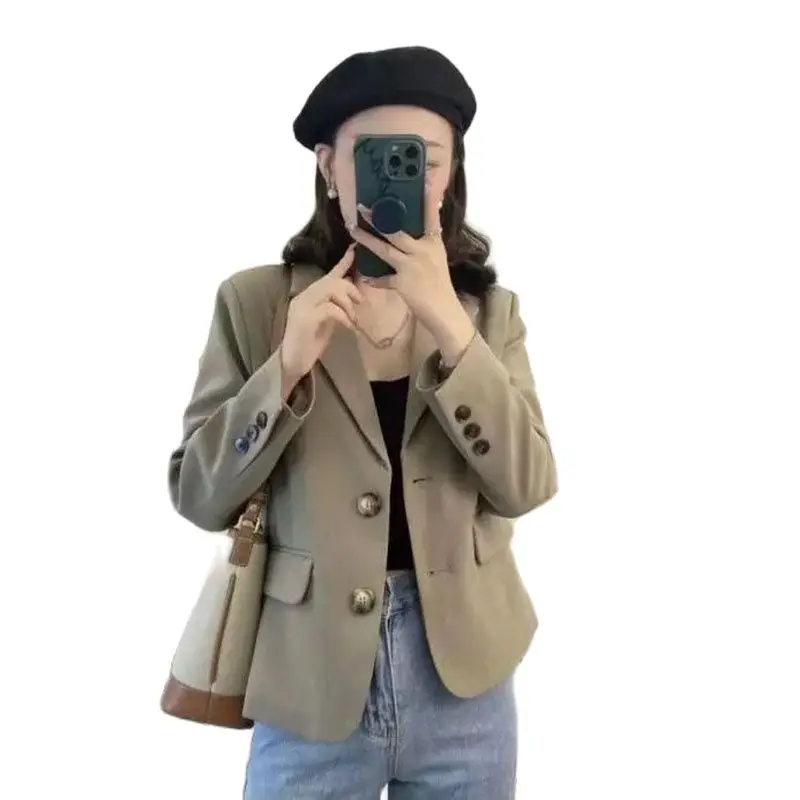 Khaki Black Suit Jacket Female 2023 New Spring Autumn Casual Blazer Fashion Korean Version Outerwear Tops Women's Clothing
Khaki Black Suit Jacket Female 2023 New Spring Autumn Casual Blazer Fashion Korean Version Outerwear Tops Women's Clothing