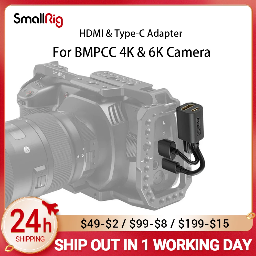 SMALLRIG HDMI-совместимый/USB/Type-C адаптер для Blackmagic Pocket Cinema Camera для BMPCC 6K/4K Camera Cage - 2960
SMALLRIG HDMI-совместимый/USB/Type-C адаптер для Blackmagic Pocket Cinema Camera для BMPCC 6K/4K Camera Cage - 2960