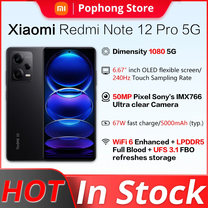 Xiaomi Redmi Note 12 Pro смартфон с 5,99-дюймовым дисплеем, восьмиядерным процессором, 1080 мАч, 67 Вт
Xiaomi Redmi Note 12 Pro смартфон с 5,99-дюймовым дисплеем, восьмиядерным процессором, 1080 мАч, 67 Вт